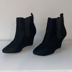 Charlotte Russe Black Suede Ankle Boots/Wedges